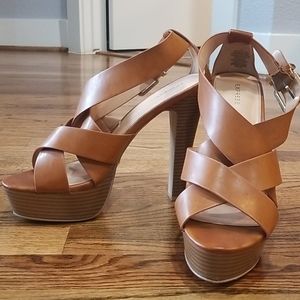 Sz 9 Express Brown Strappy Heels